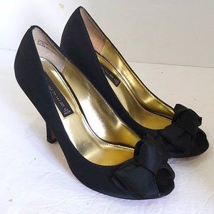 STEVEN BY STEVE MADDEN | Women's Satin Bow Heels Black Size 8.5